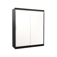 Posuvná skříň s osvětlením LED LINCOLN - Černá / Bílá - šířka 180cm ADRK