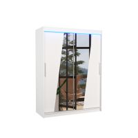 Posuvná skříň se zrcadlem a LED osvětlením BOLTON - Bílá - šířka 150cm ADRK