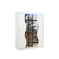 Posuvná skříň se zrcadlem a LED osvětlením RENZO - Bílá - šířka 150cm ADRK