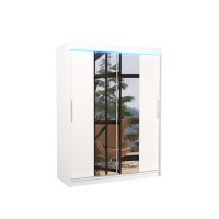 Posuvná skříň se zrcadlem a LED osvětlením INESS - Bílá - šířka 150cm ADRK