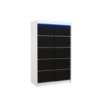 Posuvná skříň s LED osvětlením BENISSO - Bílá / Černá - šířka 120cm ADRK