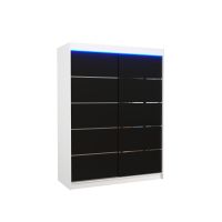Posuvná skříň s LED osvětlením LUFT - Bílá / Černá - šířka 150cm ADRK