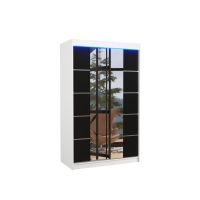 Posuvná skříň se zrcadlem a LED osvětlením GENUA - Bílá / Černá - šířka 120cm ADRK