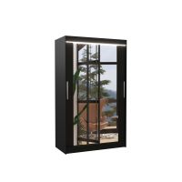 Posuvná skříň se zrcadlem a LED osvětlením TIBAGO - Černá - šířka 120cm ADRK