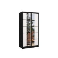 Posuvná skříň se zrcadlem KSAWER - Černá / Bílá - šířka 100cm ADRK