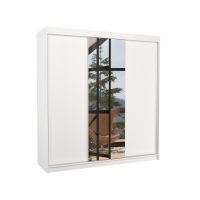 Posuvná skříň se zrcadlem SANTIAGO - Bílá - šířka 200cm ADRK