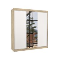 Posuvná skříň se zrcadlem SANTIAGO - Sonoma / Bílá - šířka 200cm ADRK