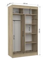Posuvná šatní skříň se zrcadlem a pruhy TAMOS - Sonoma / Bílá - šířka 120cm ADRK