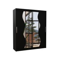 Posuvná skříň se zrcadlem MEDISON - Černá - šířka 180cm ADRK
