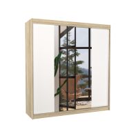 Posuvná skříň se zrcadlem PERQS - Sonoma / Bílá - šířka 200cm ADRK