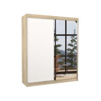 Posuvná skříň se zrcadlem VIKI - Dub Sonoma / Bílá - šířka 180cm ADRK