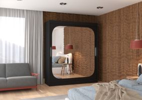 Posuvná skříň se zrcadlem ARIZONA - Černá - šířka 180cm
