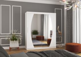 Posuvná skříň se zrcadlem BALTIMORE - Bílá - šířka 180cm
