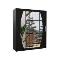 Posuvná skříň se zrcadlem BALTIMORE - Černá - šířka 180cm ADRK