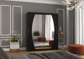 Posuvná skříň se zrcadlem BALTIMORE - Černá - šířka 180cm ADRK