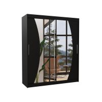 Posuvná skříň se zrcadlem DOLORES - Černá - šířka 180cm ADRK