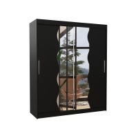 Posuvná skříň se zrcadlem KANSAS - Černá - šířka 180cm ADRK