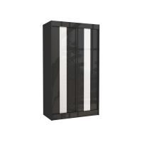 Posuvná skříň KAREN - Černý / Bílý svislý lacobel - šířka 120cm ADRK