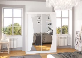 Posuvná skříň se zrcadlem MODESTO - Bílá - šířka 150cm