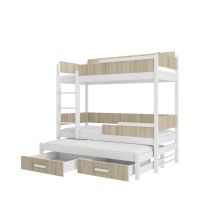Patrová postel s matracemi QUEEN - Bílá / Sonoma - 90x200cm ADRK