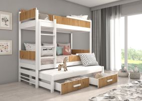 Patrová postel s matracemi QUEEN - Bílá / Antracit - 90x200cm