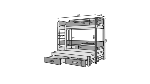 Patrová postel s matracemi QUEEN - Bílá / Antracit - 90x200cm ADRK