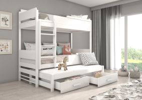 Patrová postel s matracemi QUEEN - Bílá - 90x200cm