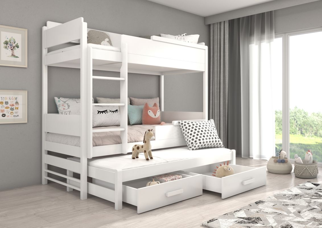 ADRK Patrová postel s matracemi QUEEN - Bílá - 90x200cm
