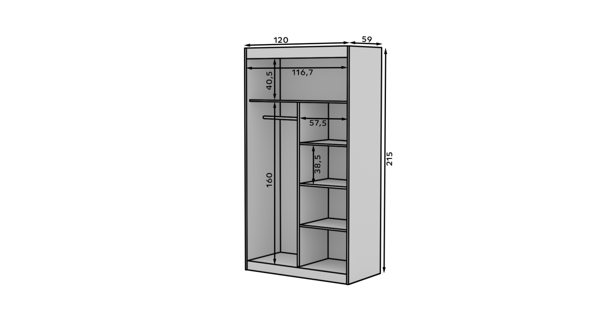Posuvné dveře skříně ESTI nevyžadují prostor na otevírání