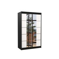 Posuvná skříň se zrcadlem GENUA - Černá / Bílá - šířka 120cm ADRK