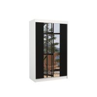 Posuvná skříň se zrcadlem MARVIN - Bílá / Černá - šířka 120cm ADRK