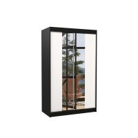Posuvná skříň se zrcadlem MARVIN - Černá / Bílá - šířka 120cm ADRK