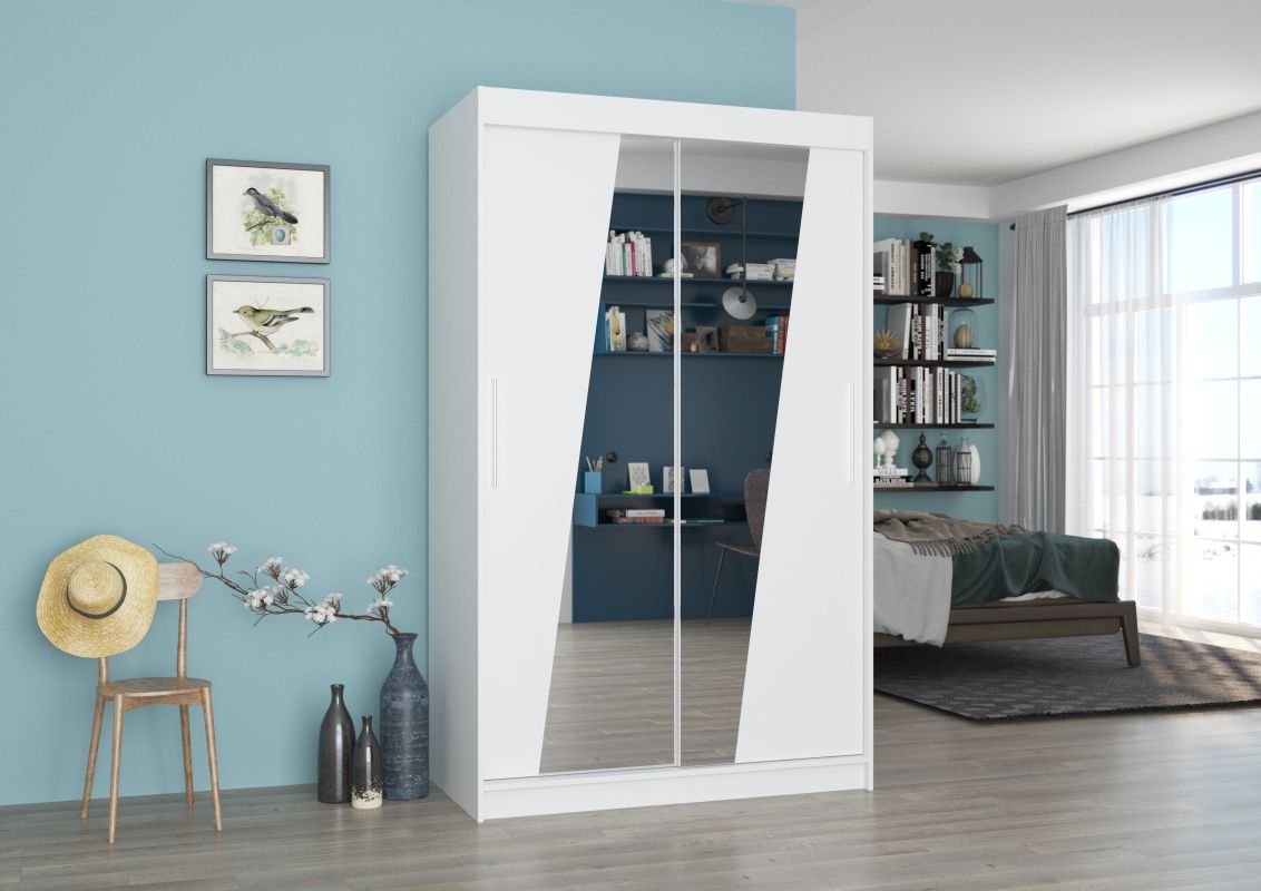 ADRK Posuvná skříň se zrcadlem TEXAS - Bílá - šířka 120cm
