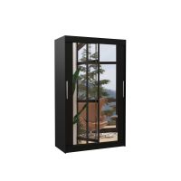 Posuvná skříň se zrcadlem TIBAGO - Černá - šířka 120cm ADRK