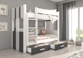 Patrová postel ARTA - Bílá / Grafit - 80x180cm