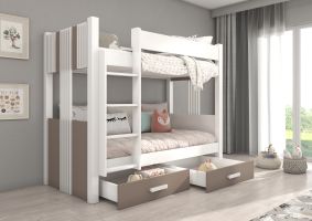 Patrová postel ARTA - Bílá / Hnědá - 90x200cm ADRK