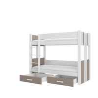 Patrová postel s matracemi ARTA - Bílá / Hnědá - 80x180cm ADRK
