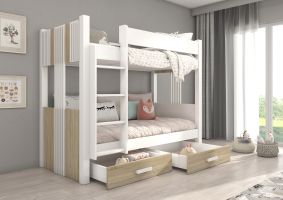 Patrová postel s matracemi ARTA - Bílá / Sonoma - 80x180cm ADRK
