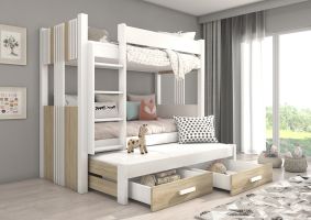 Patrová postel ARTEMA - Bílá / Dub Sonoma - 200x90 cm