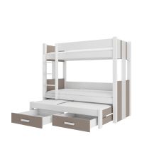 Patrová postel s matracemi ARTEMA - Bílá / Hnědá - 180x80 cm ADRK