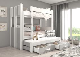Patrová postel s matracemi ARTEMA - Bílá / Šedá - 180x80 cm