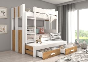 Patrová postel s matracemi ARTEMA - Bílá / Artisan - 180x80 cm