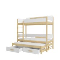 Patrová postel s matracemi QUEEN - Přírodní / Bílá - 80x180cm ADRK
