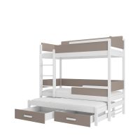 Patrová postel s matracemi QUEEN - Bílá / Hnědá - 80x180cm ADRK