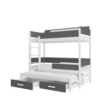 Patrová postel s matracemi QUEEN - Bílá / Grafit - 80x180cm ADRK
