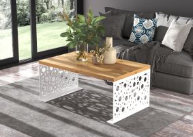 Konferenční stolek RINA - Bílá / Artisan - 100x45x60cm