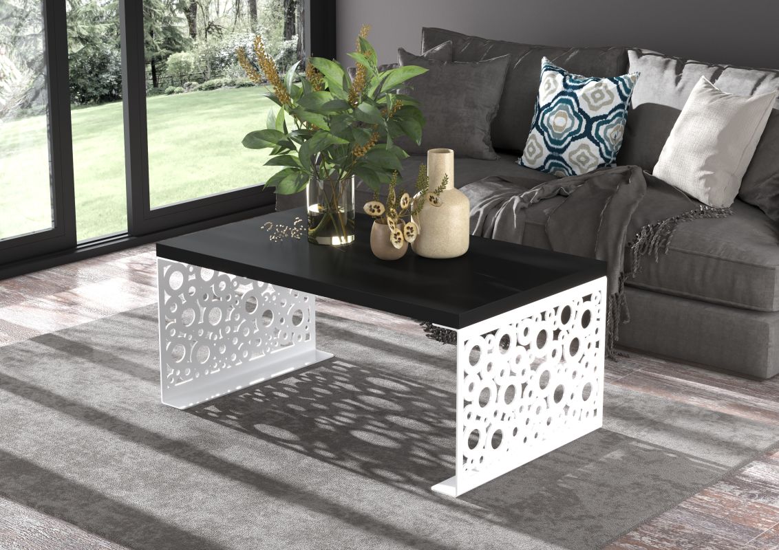 ADRK Konferenční stolek RINA - Bílá / Černá - 100x45x60cm