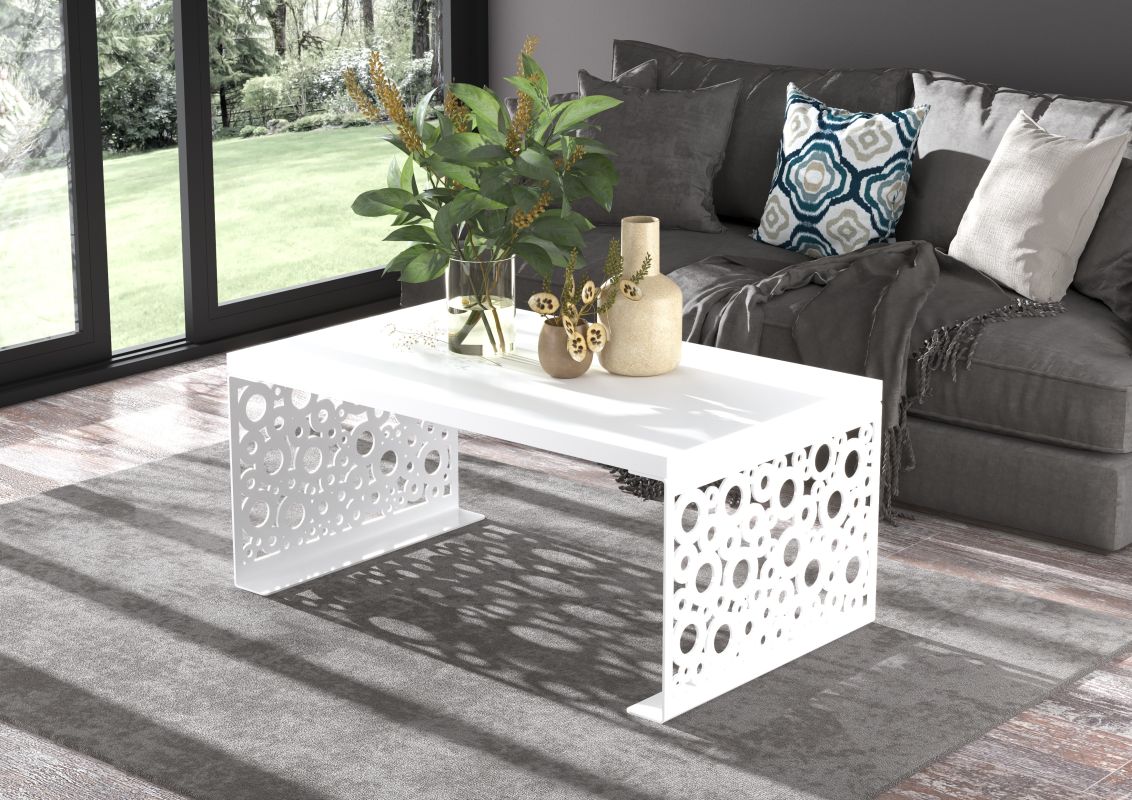 ADRK Konferenční stolek RINA - Bílá / Bílá - 100x45x60cm