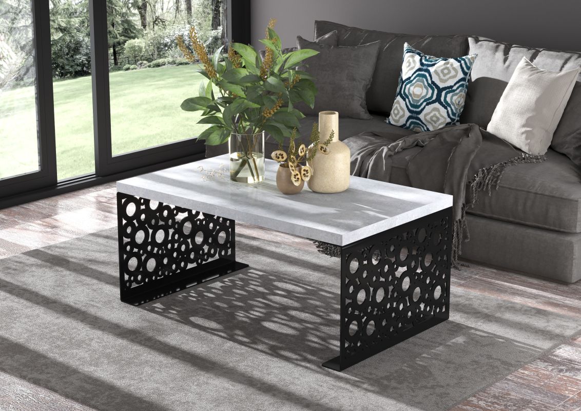 ADRK Konferenční stolek RINA - Černá / Beton - 100x45x60cm