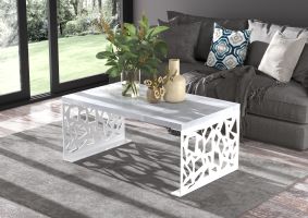 Konferenční stolek SEMARA - Bílá / Beton - 100x45x60cm